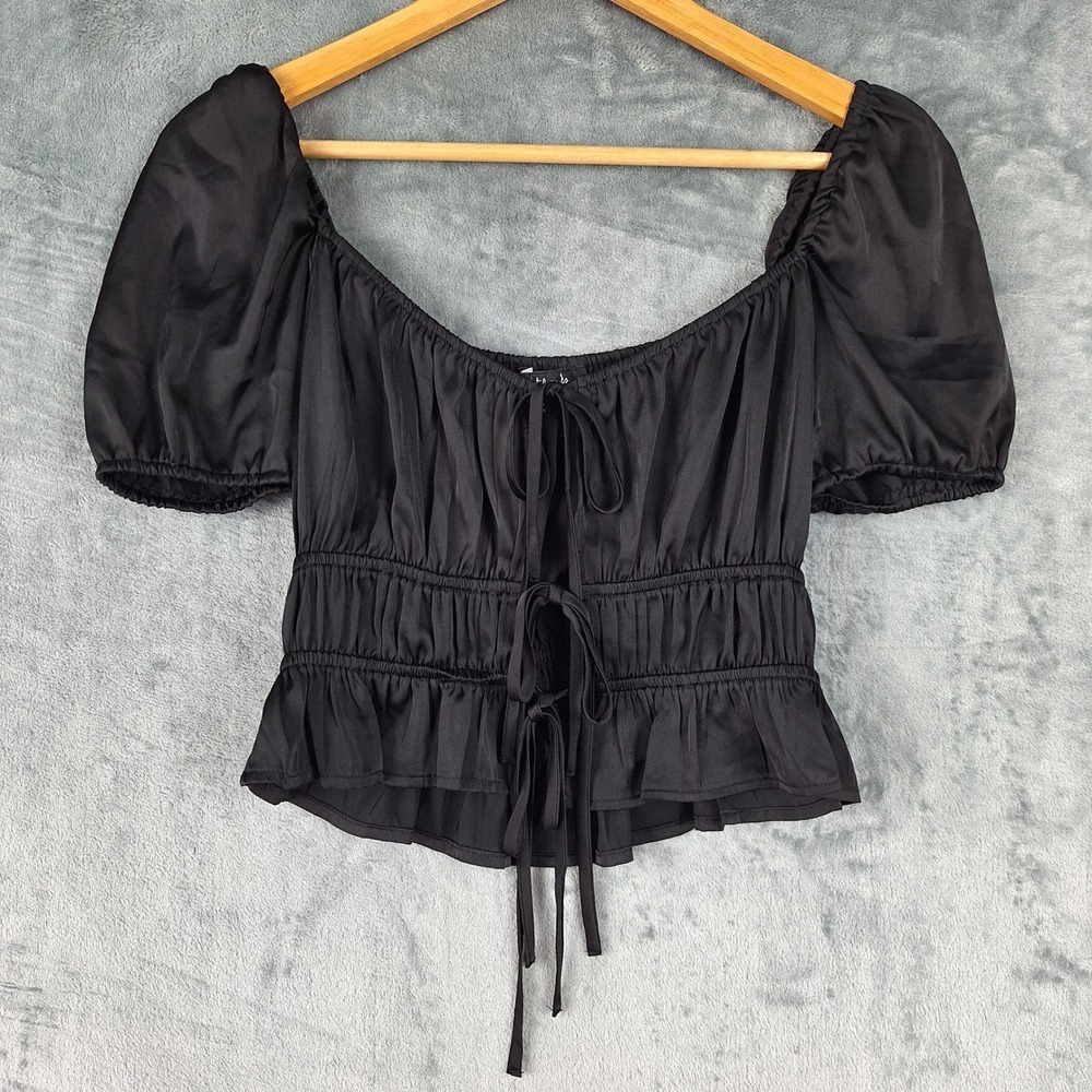Womens Top Small Milkmaid Whimsigoth Ren Fair Fairy Grunge Romantic Tie Front